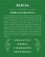 Alicia name meaning gift print in dark green