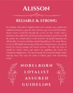 Alisson name meaning gift print in red