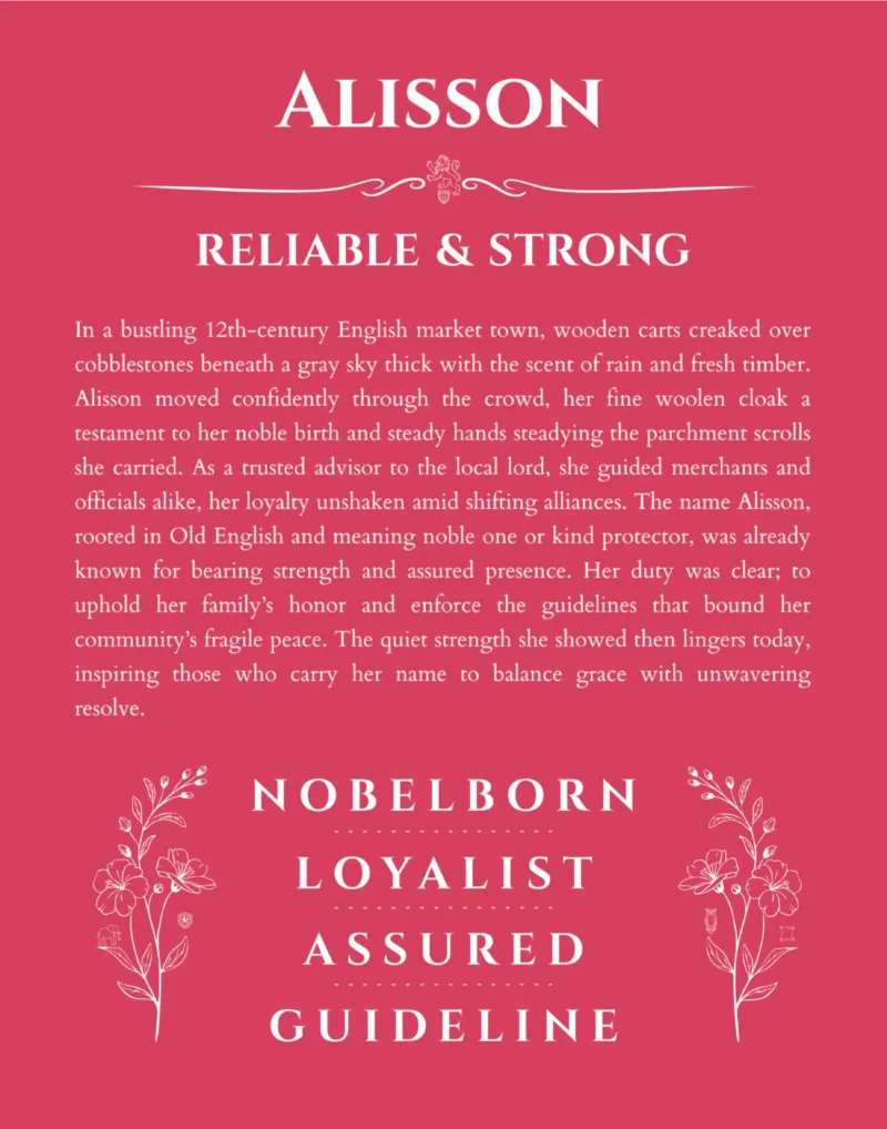 Alisson name meaning gift print in red