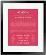 Alisson name meaning gift print in red with black matte frame