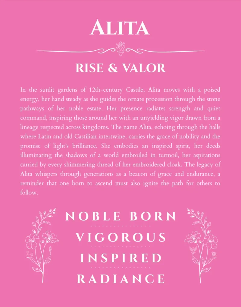 Alita personalized name art with origin story in pink