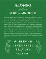 Alonso personalized name meaning print in dark green