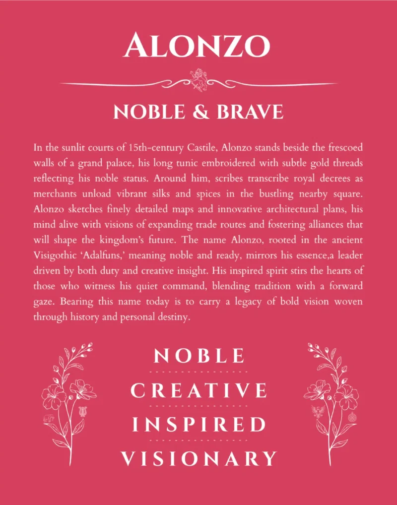 Alonzo personalized name meaning print in red