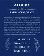Aloura personalized name print with origin and traits in deep blue