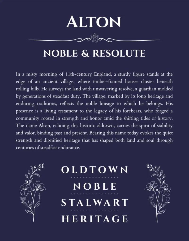 Alton name meaning gift print in navy blue