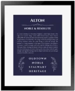 Alton name meaning gift print in navy blue with black matte frame