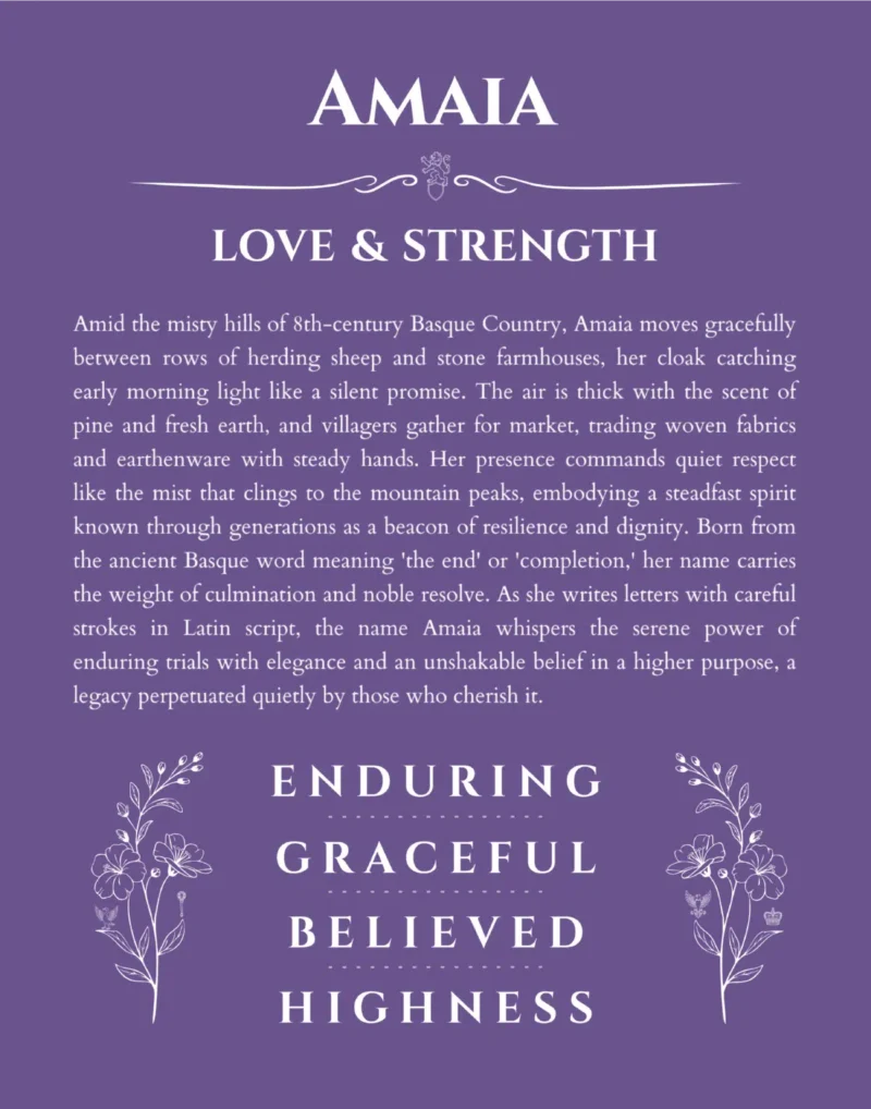 Amaia custom name meaning print in purple