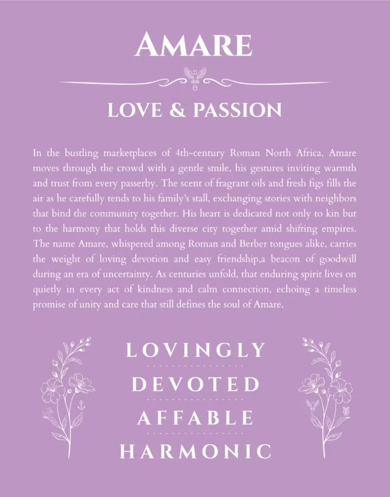 Amare name meaning gift print in light purple