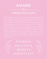 Amarii name origin print with meaning and traits in light pink