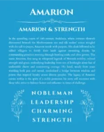 Amarion personalized name print with origin and traits in blue