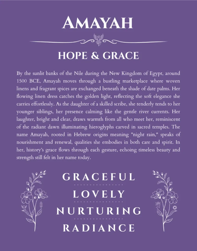 Amayah personalized name meaning print in purple