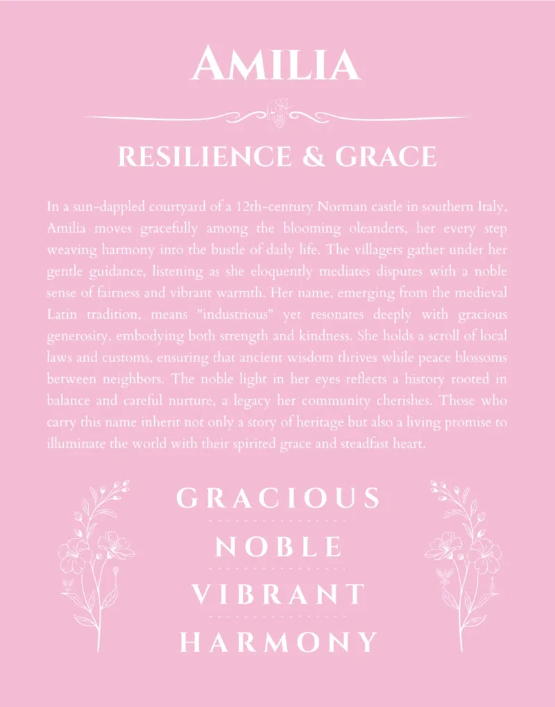 Amilia custom name print for wall display in light pink