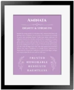 Aminata name meaning wall art by Get Your Story in light purple with black matte frame