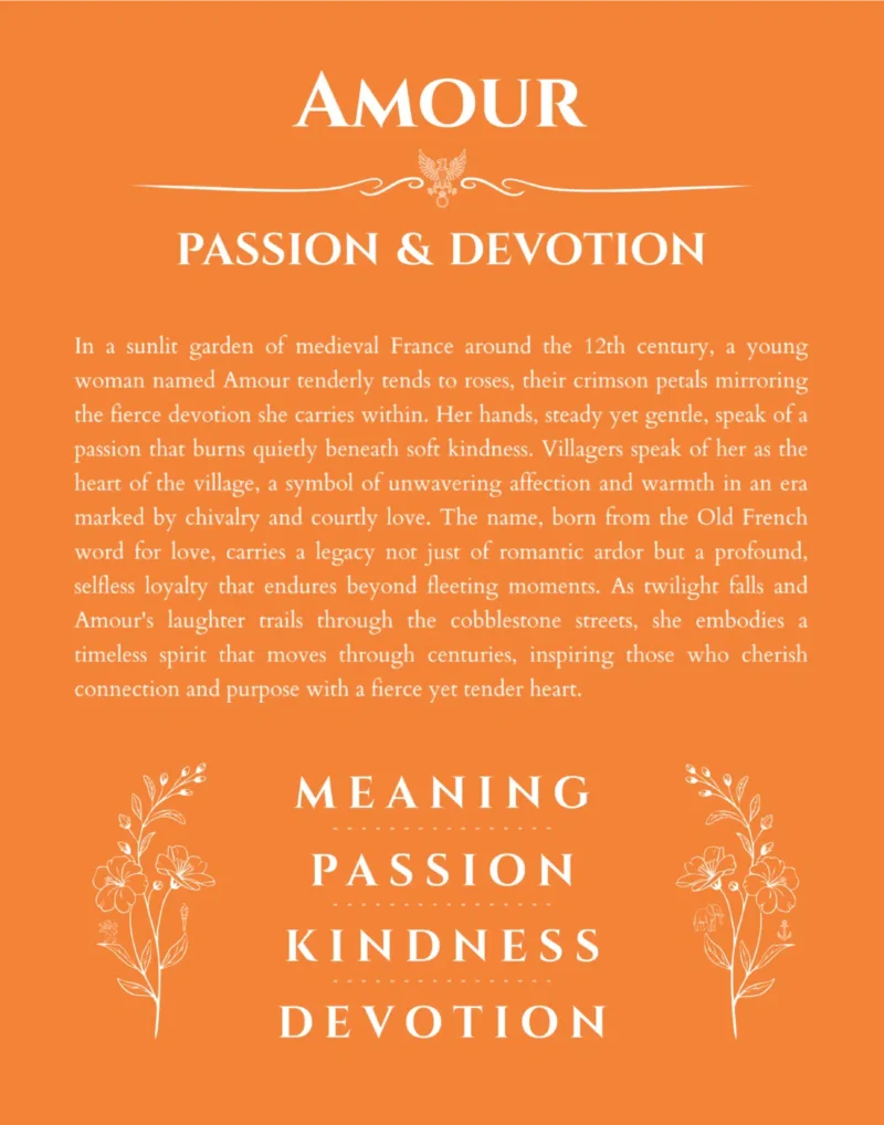 Amour personalized name meaning print in orange