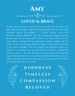 Amy personalized name art with origin story in blue