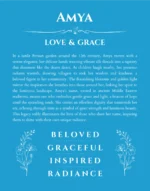 Amya name meaning gift print in blue