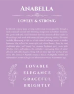 Anabella name meaning wall art by Get Your Story in light purple
