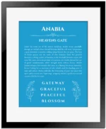 Anabia name meaning gift print in blue with black matte frame
