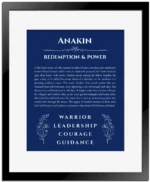 Anakin custom name print for wall display in deep blue with black matte frame