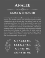 Analee custom name art showing meaning and origin in gray