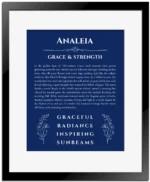 Analeia name meaning wall art by Get Your Story in deep blue with black matte frame