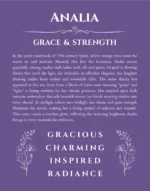 Analia custom name art showing meaning and origin in purple