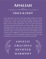 Analiah personalized name print with origin and traits in purple