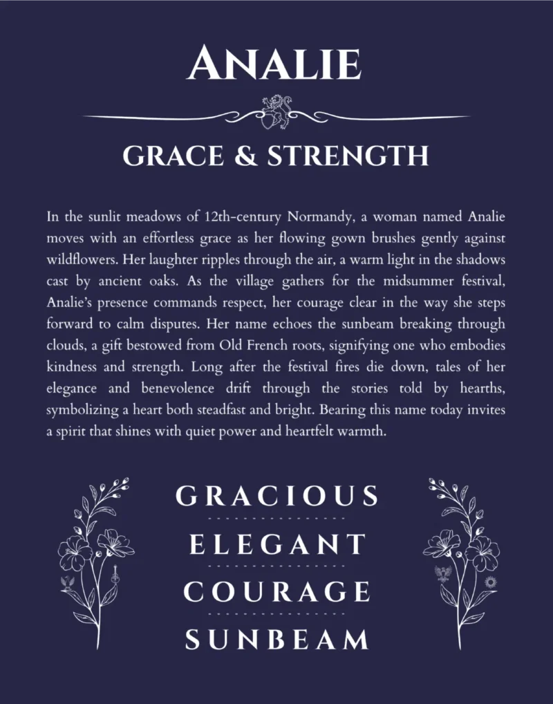 Analie name meaning gift print in navy blue