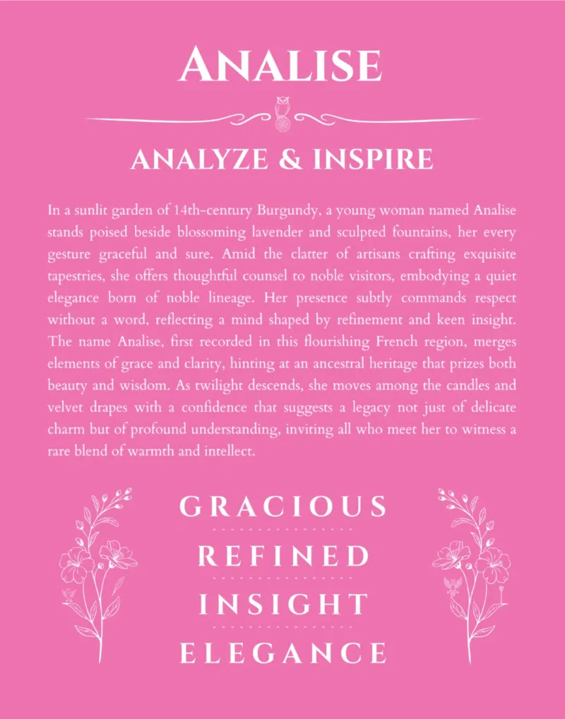 Analise personalized name meaning print in pink