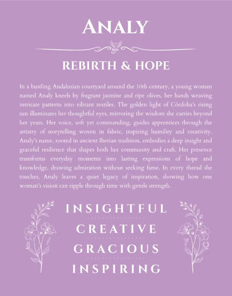 Analy personalized wall art with the story of your name in light purple