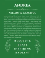 Andrea personalized wall art with the story of your name in dark green