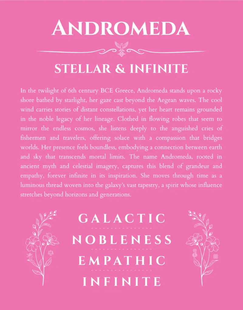 Andromeda custom name meaning print in pink
