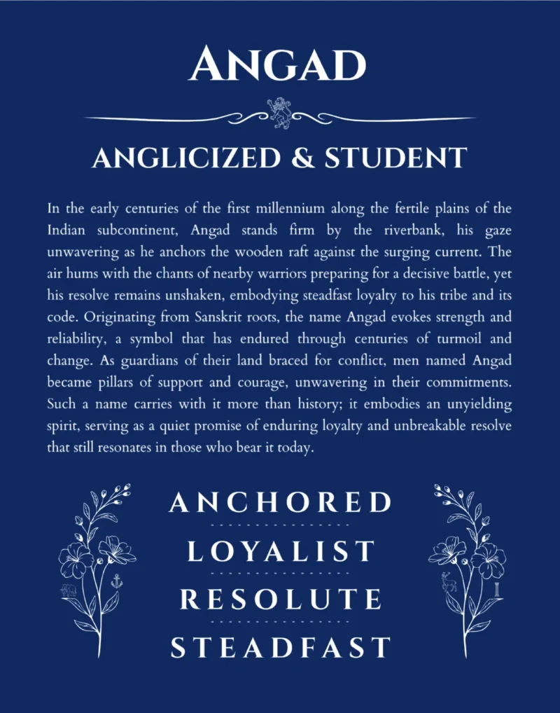 Angad name meaning wall art by Get Your Story in deep blue
