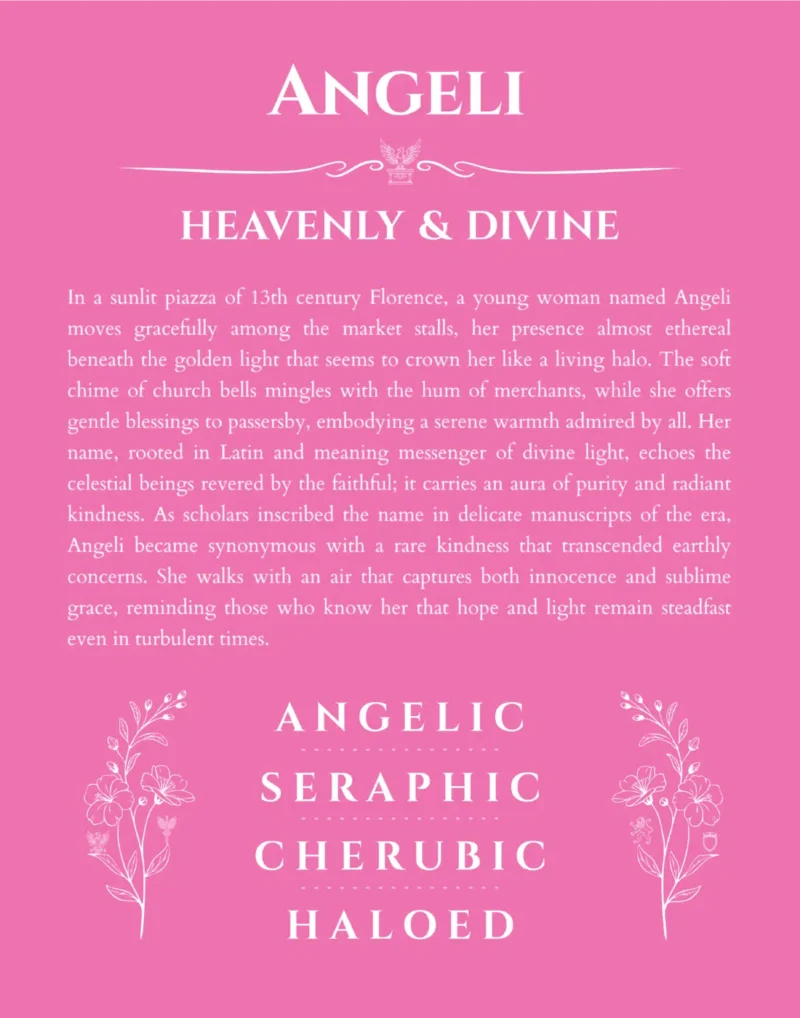 Angeli name meaning gift print in pink