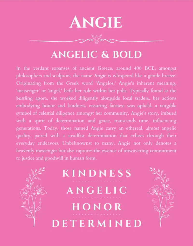 Angie name meaning gift print in pink
