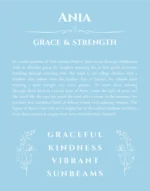 Ania name meaning gift print in light blue