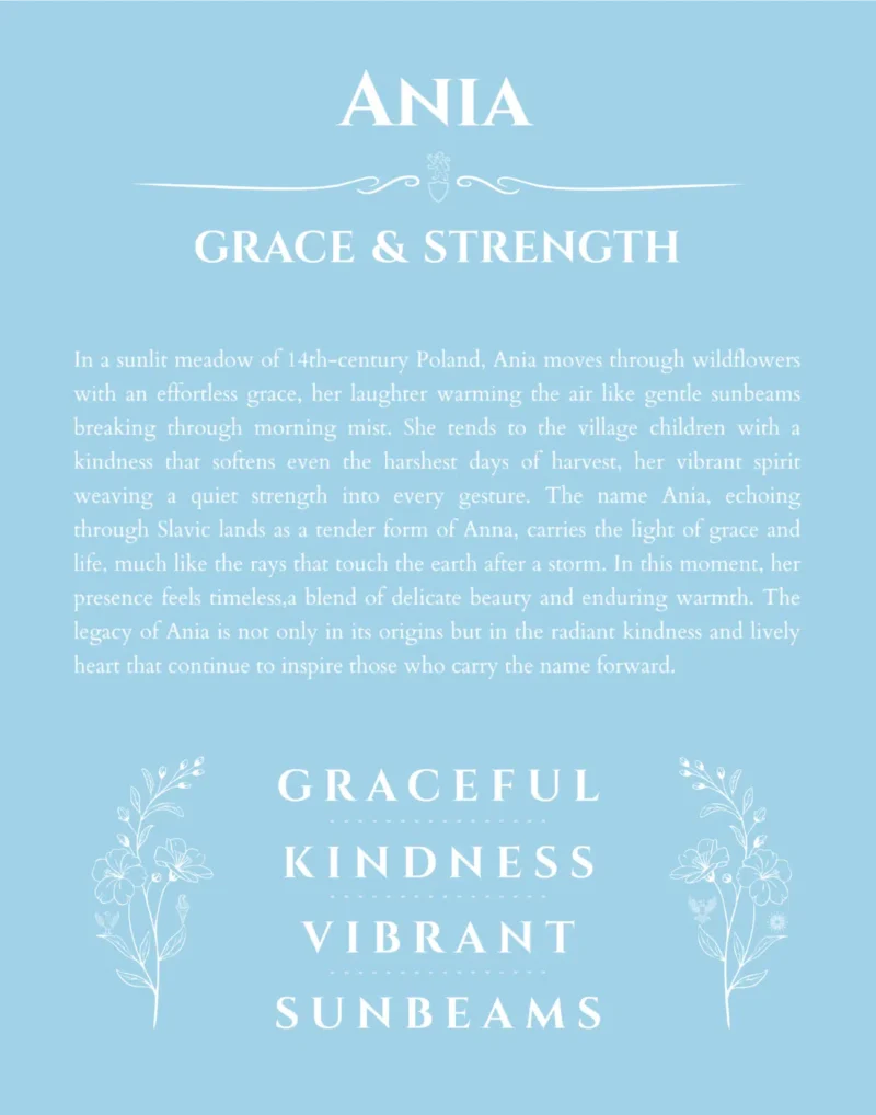 Ania name meaning gift print in light blue
