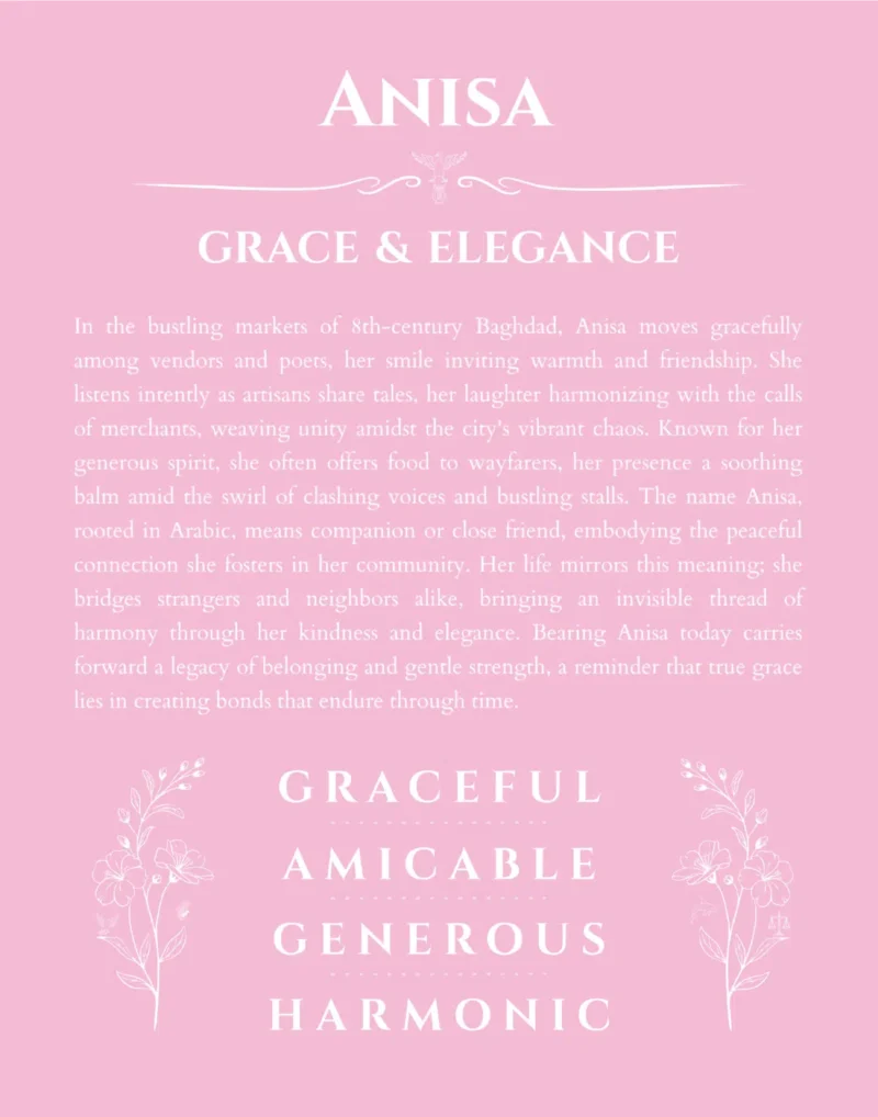 Anisa custom name meaning print in light pink