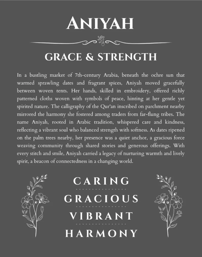 Aniyah custom name meaning print in gray