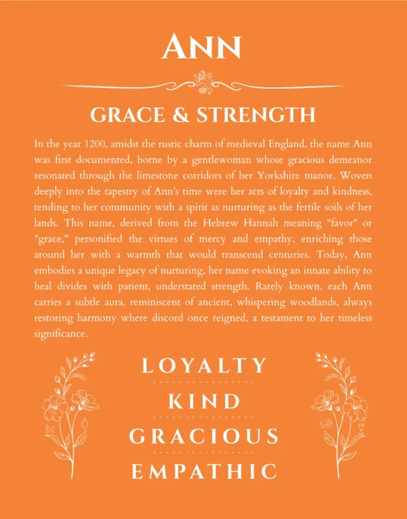 Ann custom name meaning print in orange