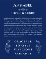 Annabel custom name art showing meaning and origin in deep blue