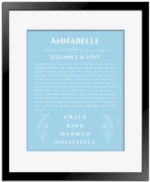 Annabelle custom name meaning print in light blue with black matte frame