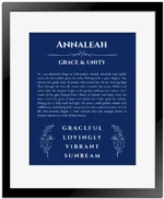 Annaleah name meaning wall art by Get Your Story in deep blue with black matte frame