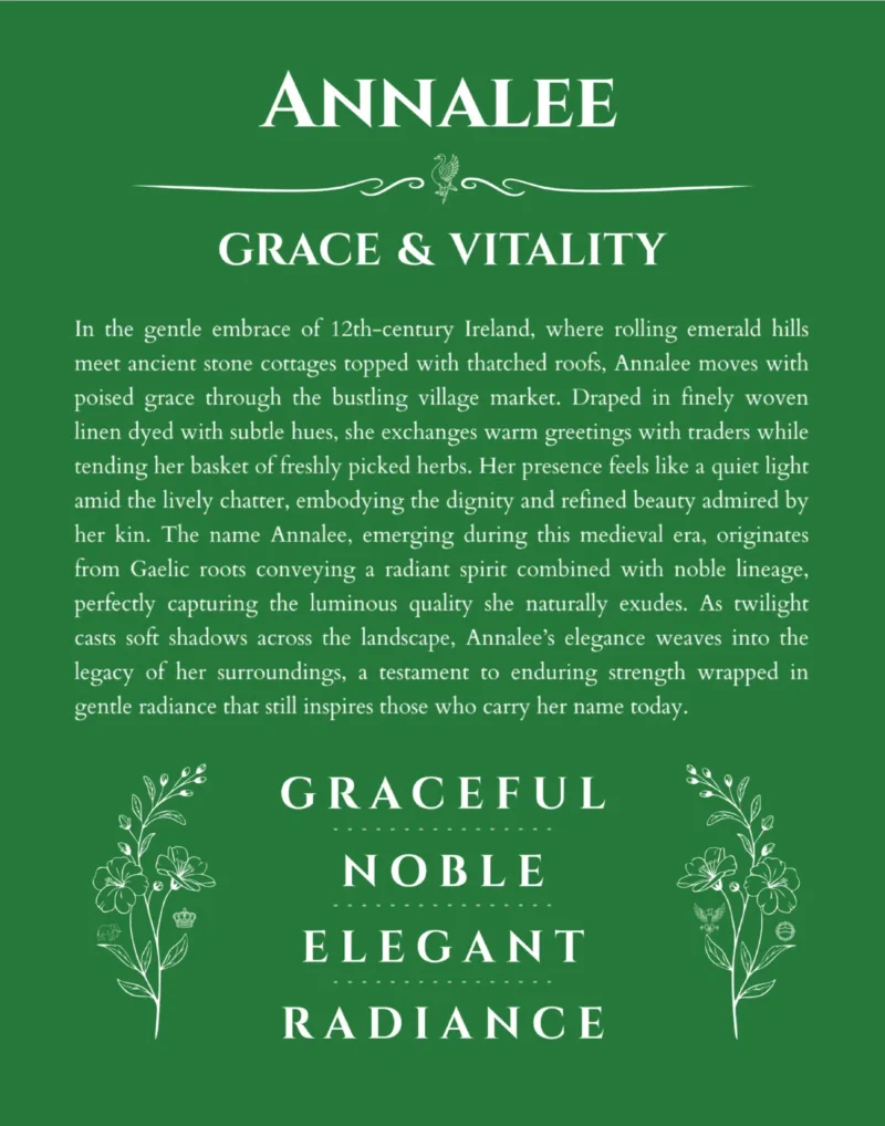 Annalee personalized name meaning print in dark green
