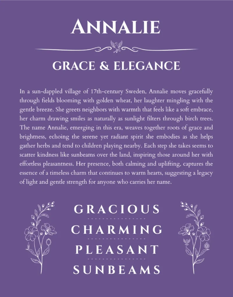 Annalie custom name meaning print in purple