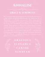 Annalise personalized name art with origin story in light pink