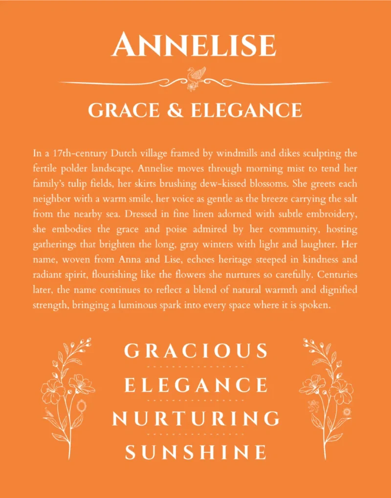 Annelise personalized name meaning print in orange