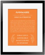 Annmarie name meaning wall art by Get Your Story in orange with black matte frame
