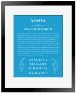 Annya name meaning wall art by Get Your Story in blue with black matte frame