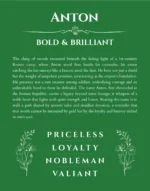 Anton personalized name meaning print in dark green